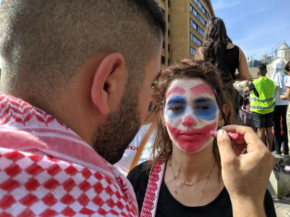 Hanin Matta, a 30-year-old translator who joined anti-government protests in Beirut on Friday (Richard Hall/The Independent )