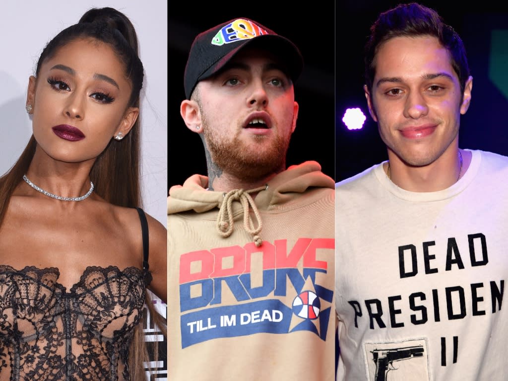 Ariana Grande, Mac Miller, Pete Davidson. (Photo: Getty Images)