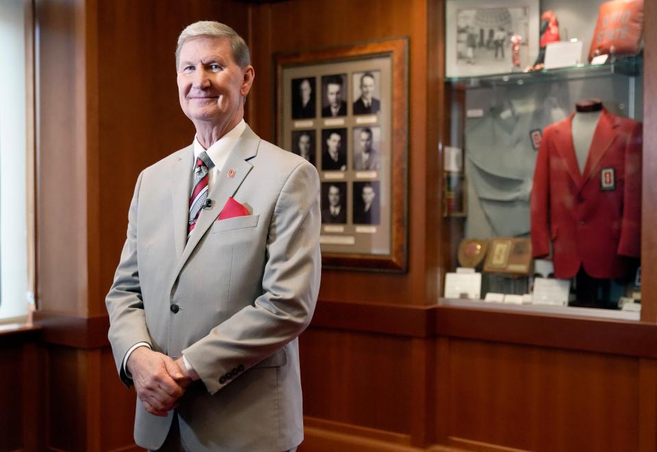 Ted Carter at his first State of the University as Ohio State's president in April.