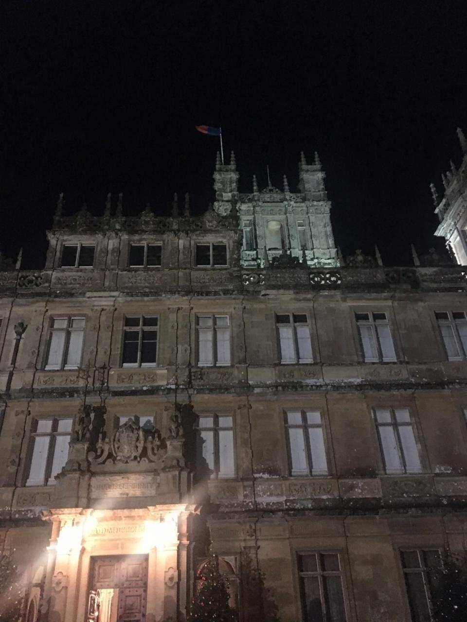 An evening shot of Highclere Castle, the setting of Downton Abbey