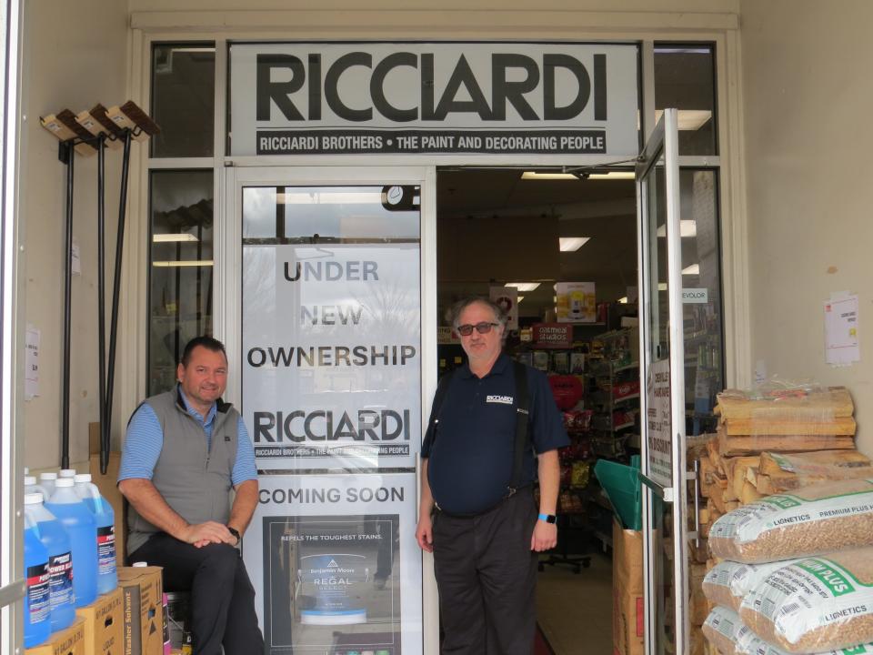 Eric Ricciardi, left, with store manager Ken Faulkner at Denville Hardware. Howard Levine sold the business to the Ricciardi Brothers chain of stores, which hopes to preserve the store's 77-year-year reputation as a downtown institution. Faulkner is staying on.