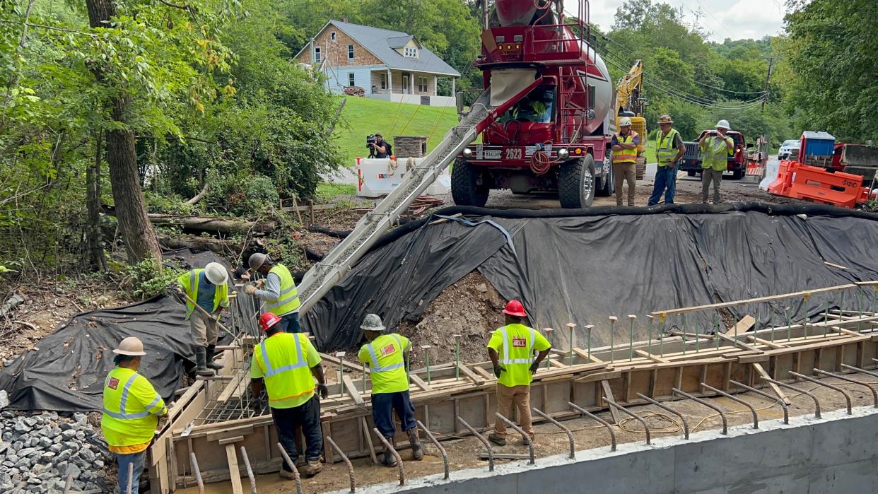 Nashville Department of Transportation crew works to replace a culvert on Brick Church Pike on August, 10, 2022.
