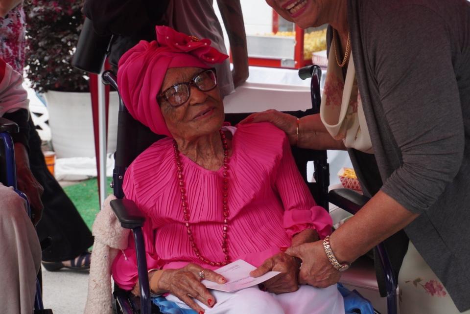Magnolia Jackson celebrated her 106th birthday at her home in east Gainesville with family members on Saturday.
(Credit: Photo by Voleer Thomas, Correspondent)