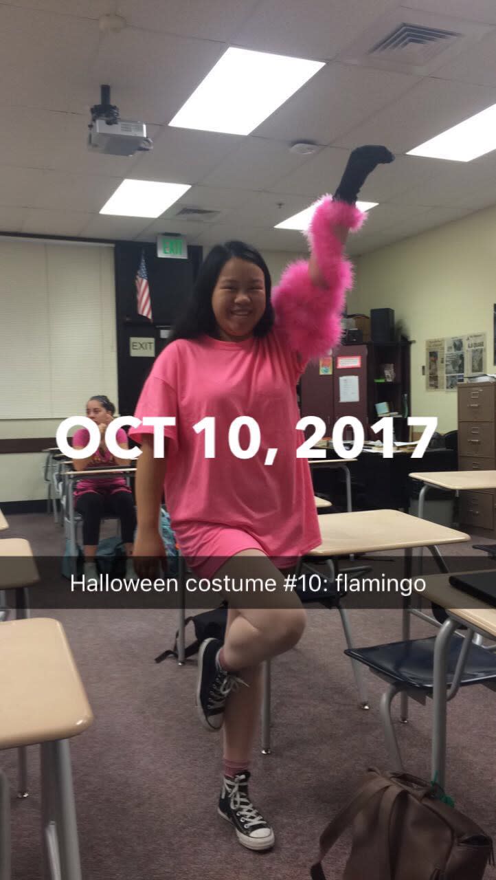 Foote channeling her best flamingo. (Photo: courtesy of Molly Foote)