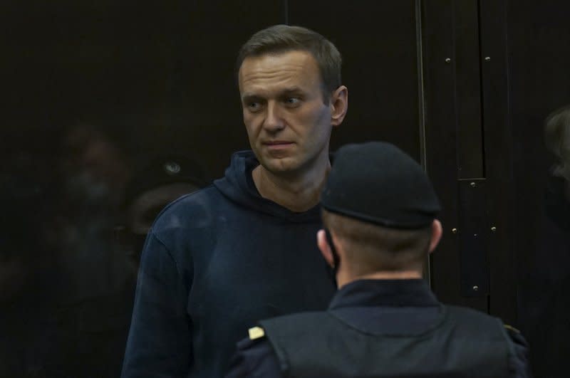 Russian opposition leader Alexei Navalny delivered comments from an Arctic penal colony after he was found there on Monday. File Photo courtesy of the Moscow City Court Press Service