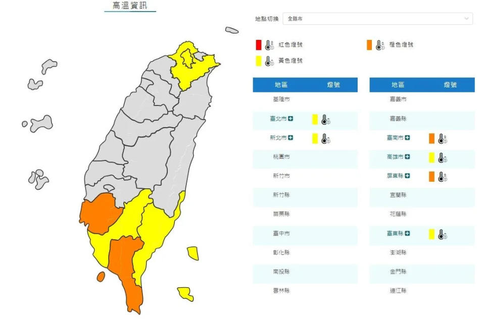 高溫特報。（圖／中央氣象署）