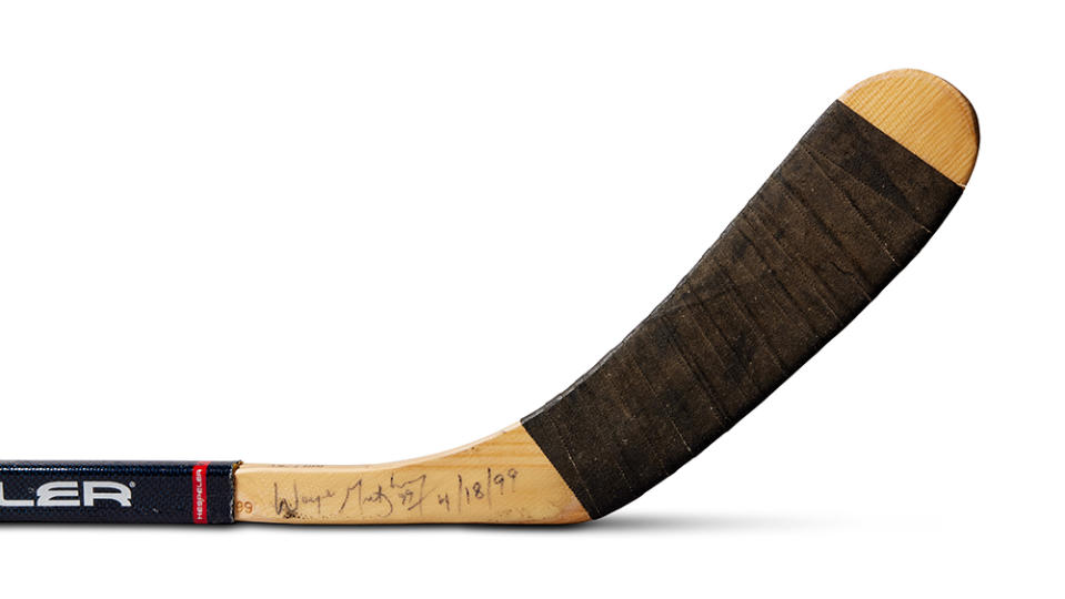 Wayne Gretzky’s game-used stick from his final career game in the Invictus Part II auction - Credit: Sotheby's