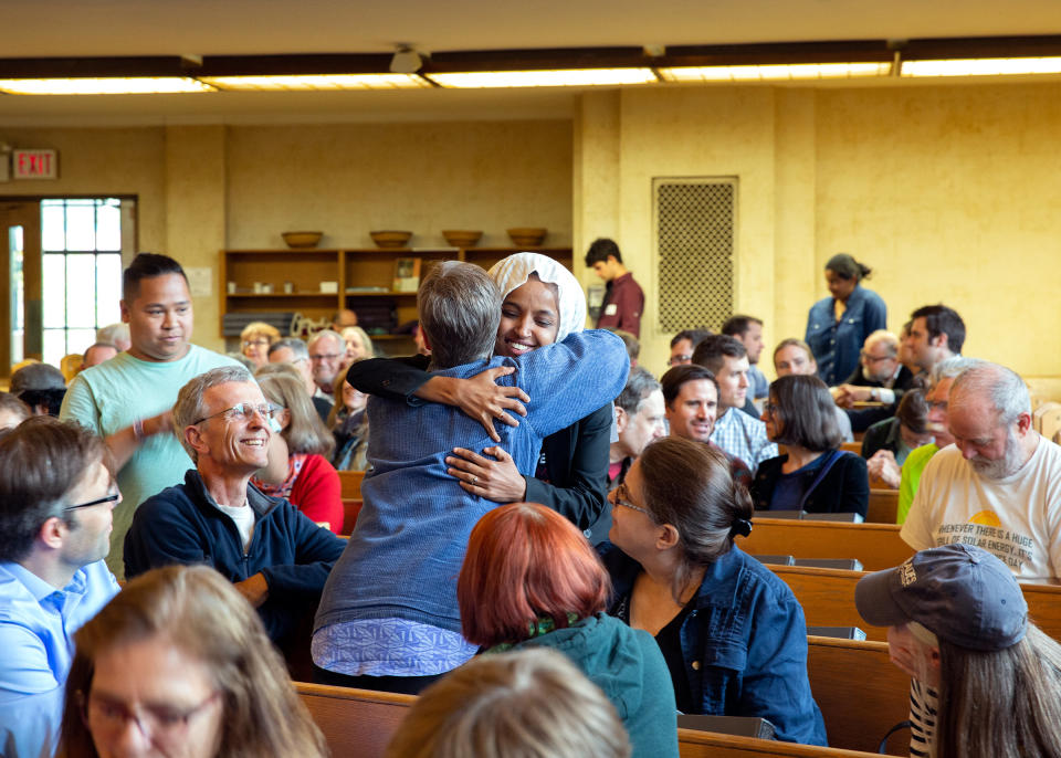 Omar meets with residents of her district at a community event in Minneapolis, May 28, 2019. | Annick Sjobakken for TIME