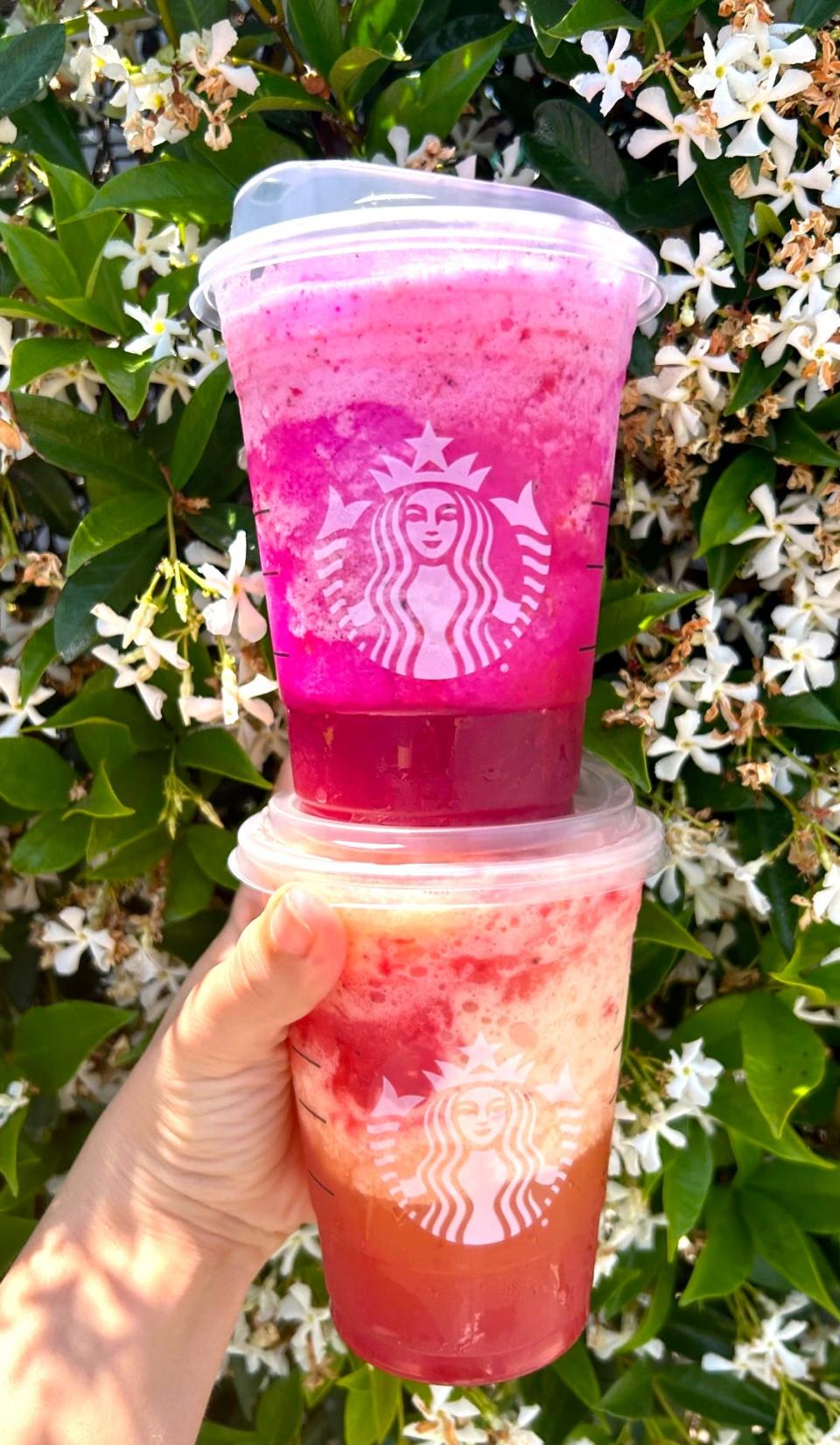 Starbucks Frozen Mango Dragonfruit Lemonade and Frozen Pineapple Passionfruit Lemonade