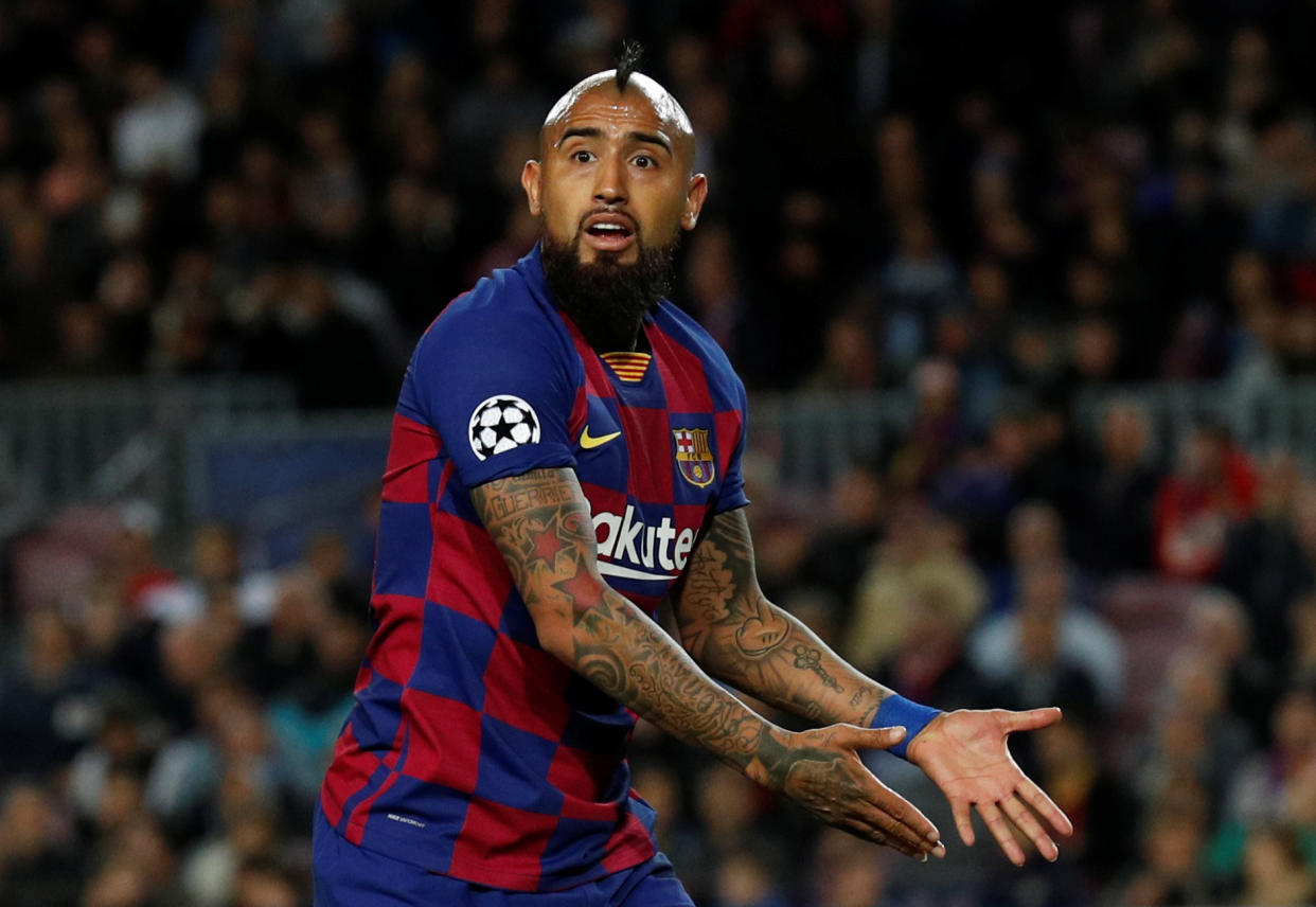 Arturo Vidal and Barcelona were uninspiring yet again in their Champions League draw against Slavia Prague. (Reuters)