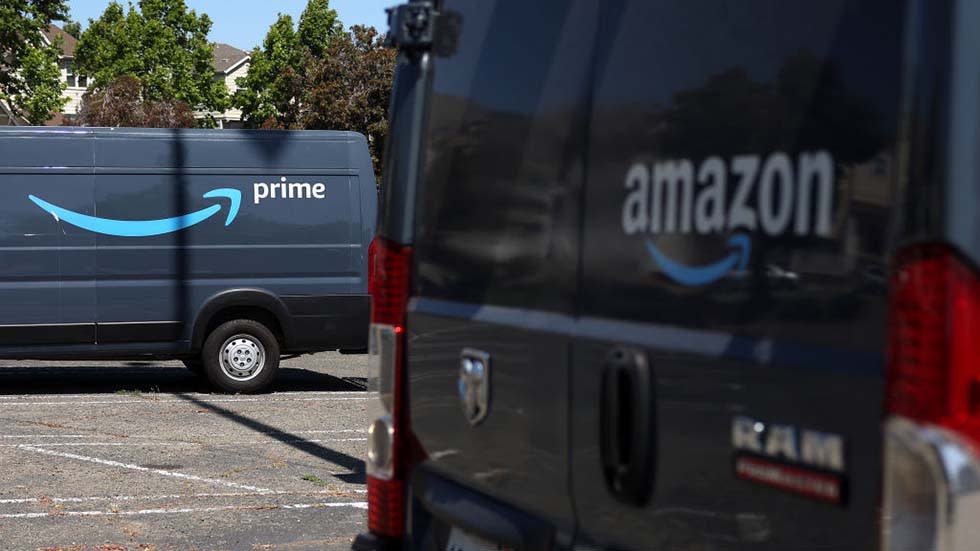  Amazon delivery trucks in Richmomd, Calif. . 