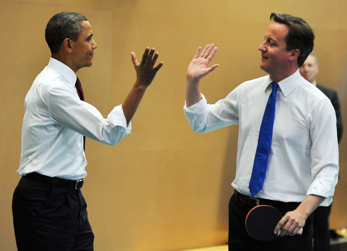 Best buds: Barack Obama and David Cameron when they were President and Prime Minister (AFP/Getty Images)