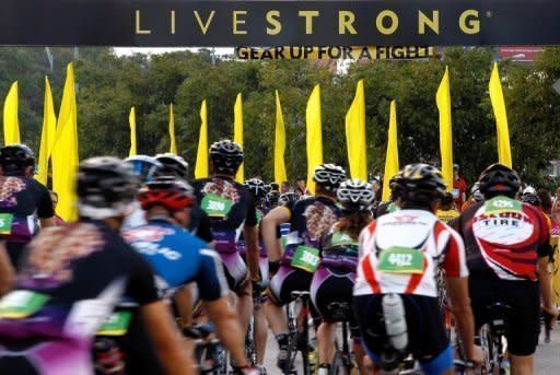 Cyclists take part in The Livestrong Challenge Ride after Lance Armstrong addressed the riders at the Palmer Events Center on October 21 in Austin, Texas. Armstrong's fate was sealed as cycling's under-fire world governing body decided to back a life ban for doping and strip him of his record seven Tour de France titles