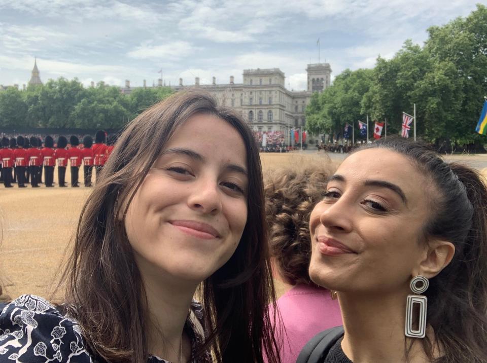 Maria Noyen and Armani Syed attending Trooping the Colour 2022 in London.