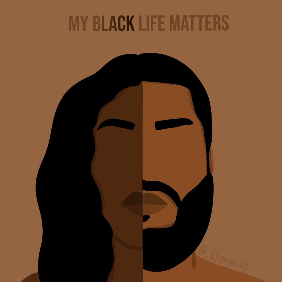 <h1 class="title">Black Lives Matter Portraits</h1><cite class="credit">Courtesy of <a href="https://www.instagram.com/p/CAvAyWuBiOz/" rel="nofollow noopener" target="_blank" data-ylk="slk:Stormy Nesbit;elm:context_link;itc:0;sec:content-canvas" class="link ">Stormy Nesbit</a></cite>