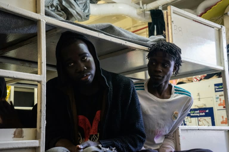 Rescued migrants on the Sea-Watch rescue ship, which Malta has reached a deal with other EU members states to allow to disembark