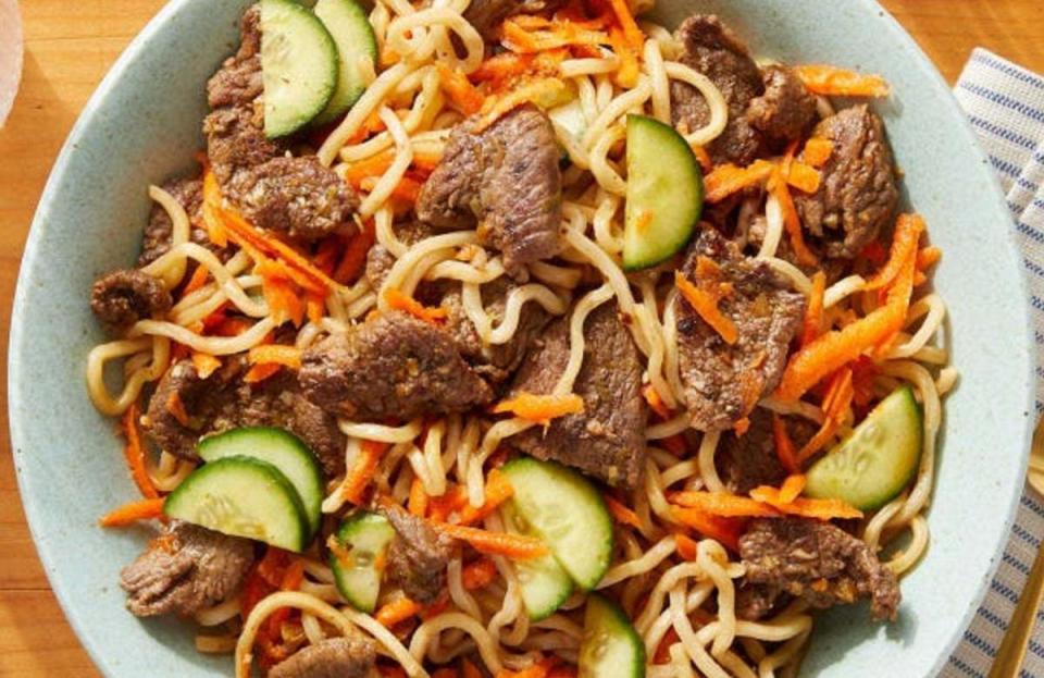 <p>This Chilled Lemongrass Beef and Noodles dish is inspired by Southeast Asian cuisine. Try it and more of our <a href="https://www.thedailymeal.com/travel/iconic-dishes-around-the-world-recipes?referrer=yahoo&category=beauty_food&include_utm=1&utm_medium=referral&utm_source=yahoo&utm_campaign=feed" rel="nofollow noopener" target="_blank" data-ylk="slk:favorite recipes from around the world;elm:context_link;itc:0;sec:content-canvas" class="link ">favorite recipes from around the world</a>.</p> <p><a href="https://www.thedailymeal.com/best-recipes/chilled-lemongrass-beef-noodles?referrer=yahoo&category=beauty_food&include_utm=1&utm_medium=referral&utm_source=yahoo&utm_campaign=feed" rel="nofollow noopener" target="_blank" data-ylk="slk:For the Chilled Lemongrass Beef and Noodles recipe, click here.;elm:context_link;itc:0;sec:content-canvas" class="link ">For the Chilled Lemongrass Beef and Noodles recipe, click here.</a></p>