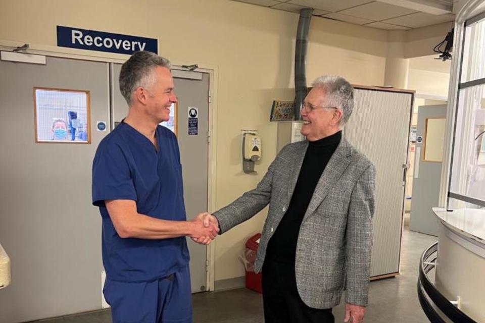 Michael Marsh with his surgeon at The Royal Bournemouth Hospital <i>(Image: Berrin Marsh)</i>