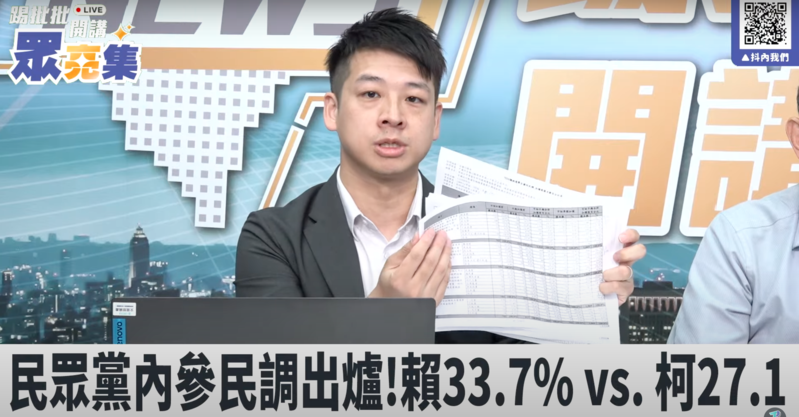 柯營最新內參民調曝光，無論3或4人角逐總統，柯文哲都居第二。（翻攝自YouTube頻道民眾之聲）