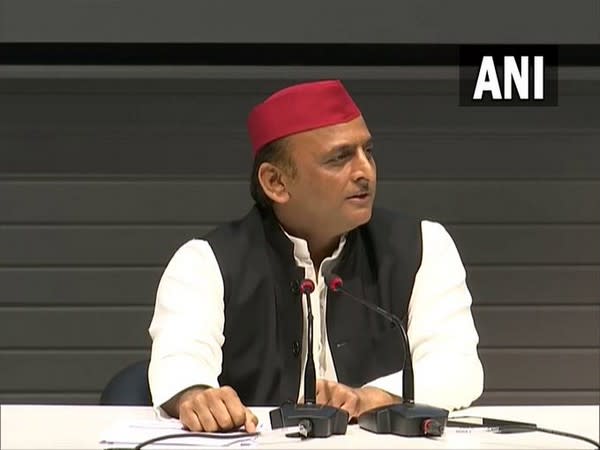 Akhilesh Yadav adressing a press conference in Lucknow (Photo/ANI)