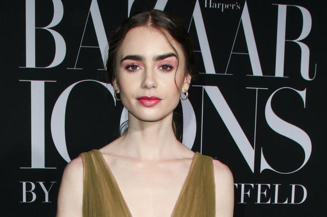 Lily Collins Brings French-Chic Style to NYC in Heels With Naked Toes &  Trench Dress on 'CBS Mornings