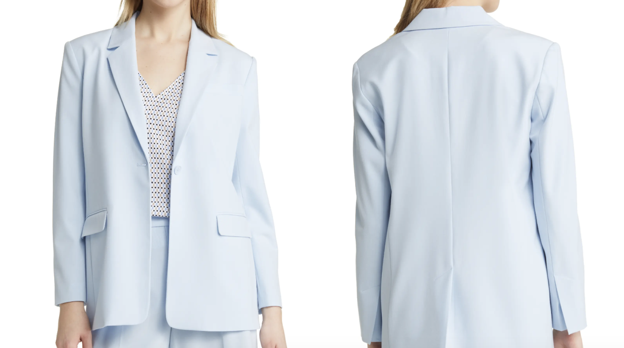 The Nordstrom Boyfriend Blazer comes in six colours, including pale blue.