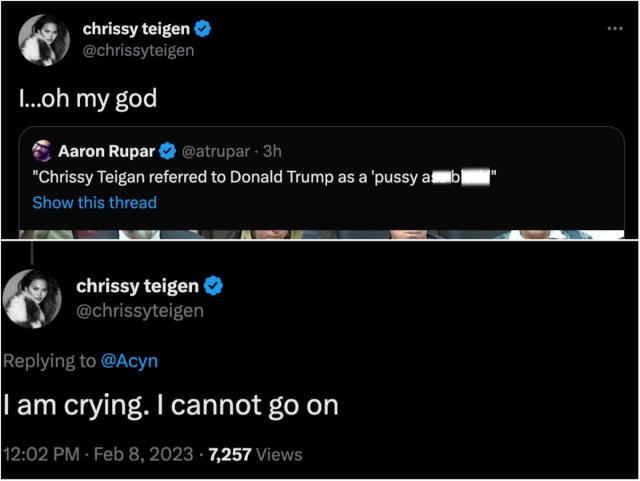 Chrissy Teigen ‘doesnt Know How To Go On After Her Lewd Anti Trump Tweet Is Read In Congress 3507