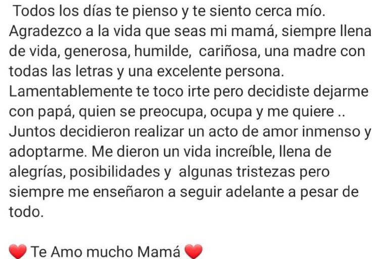 El emotivo mensaje que Noelia Ferriols le dedicó a su mamá, Beatriz Salomón, a cuatro años de su muerte