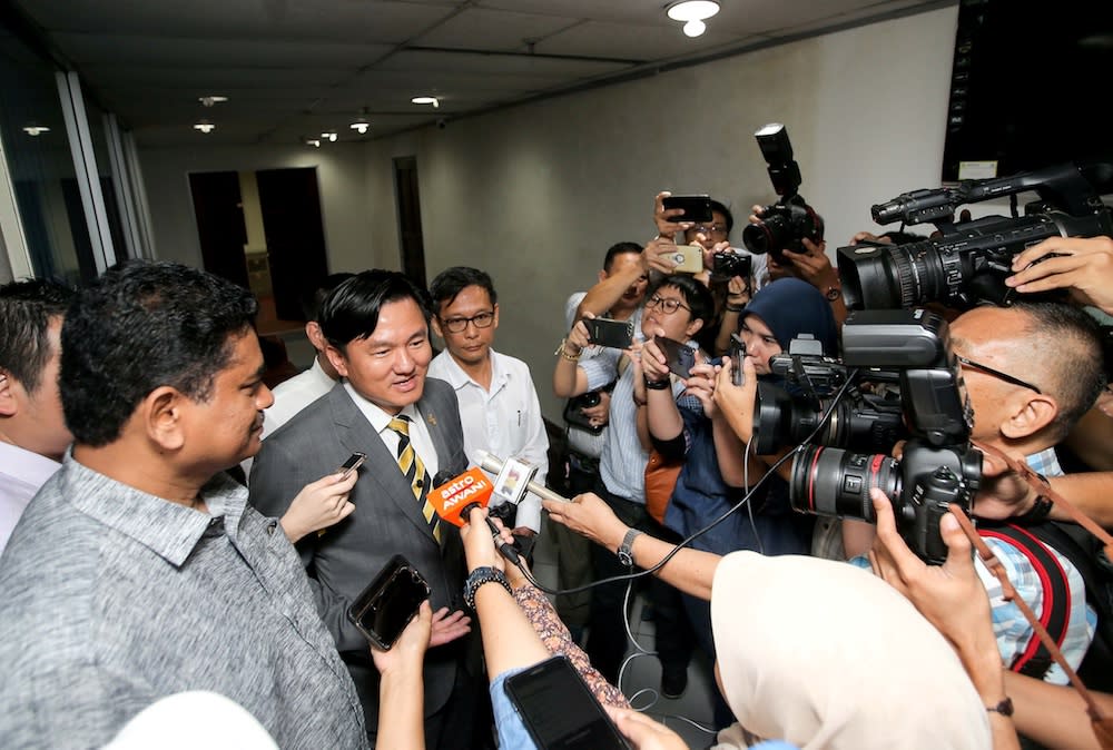 Perak executive councillor Paul Yong speaks to reporters at his office at the State Secretariat Building in Ipoh July 12, 2019. — Picture by Farhan Najib