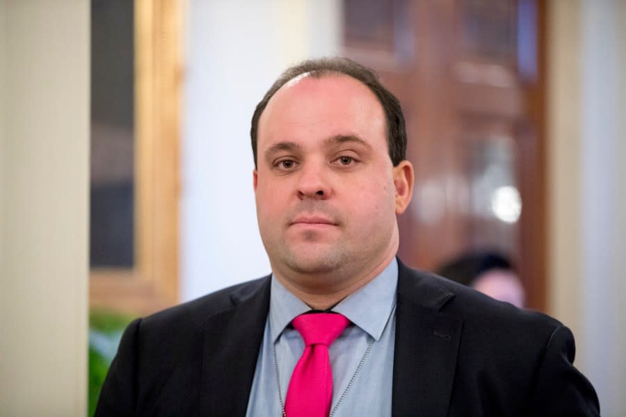 FILE – Boris Epshteyn, former special assistant to President Donald Trump arrives for the 2019 Prison Reform Summit and First Step Act Celebration in the East Room of the White House in Washington, April 1, 2019. (AP Photo/Andrew Harnik)