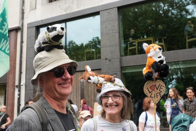 Demonstrators during a Restore Nature Now protest in central London