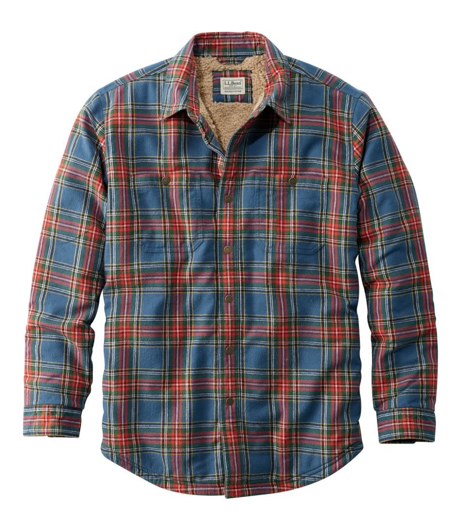 Gray L.L. Bean Plaid Flannel Jacket