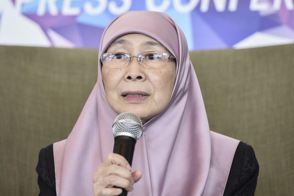 Deputy Prime Minister Datuk Seri Wan Azizah Wan Ismail speaks during a press conference in Putrajaya February 19,2020. ― Picture by Miera Zulyana