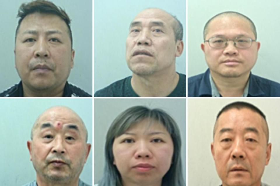 (L-R Top) Zhong, Zhang and Yi (L-R Bottom) Cheng, Leong and Zhou &lt;i&gt;(Image: Lancashire Police)&lt;/i&gt;
