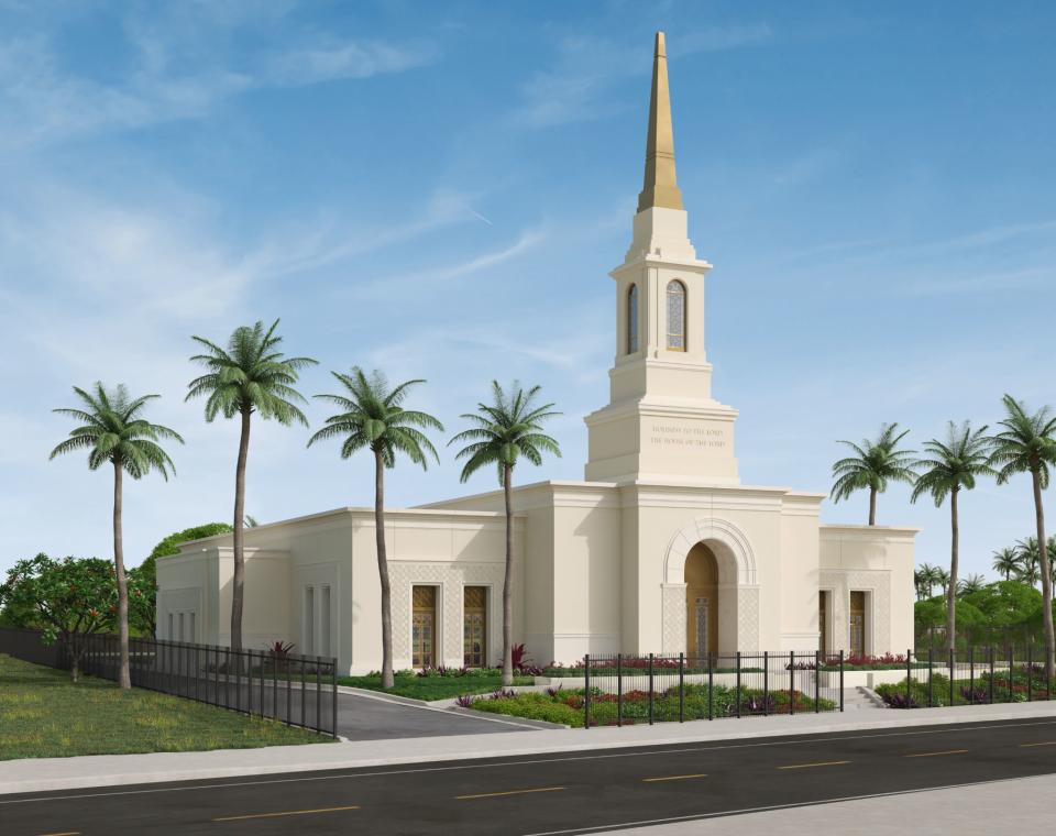 An artist’s rendering of the Tarawa Kiribati Temple released in May 2021. | The Church of Jesus Christ of Latter-day Saints