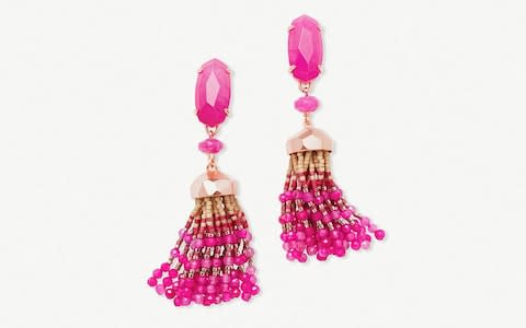 Kendra Scott Dove 14ct Gold-plated Pink Agate Tassel Earrings - Credit: Selfridges