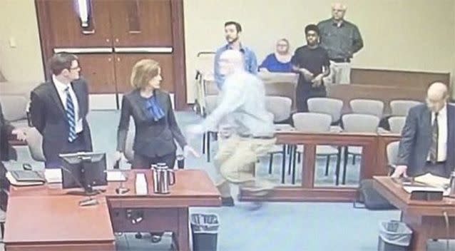 Harding approached the prosecutor and attempted to stab him in the head. Photo: Yahoo