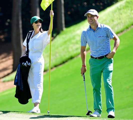 Augusta National via Getty Justin Thomas and his girlfriend Jillian Wisniewski stand on hole No. 1 green during the Par 3 Contest for the Masters at Augusta National Golf Club, Wednesday, April 10, 2019.