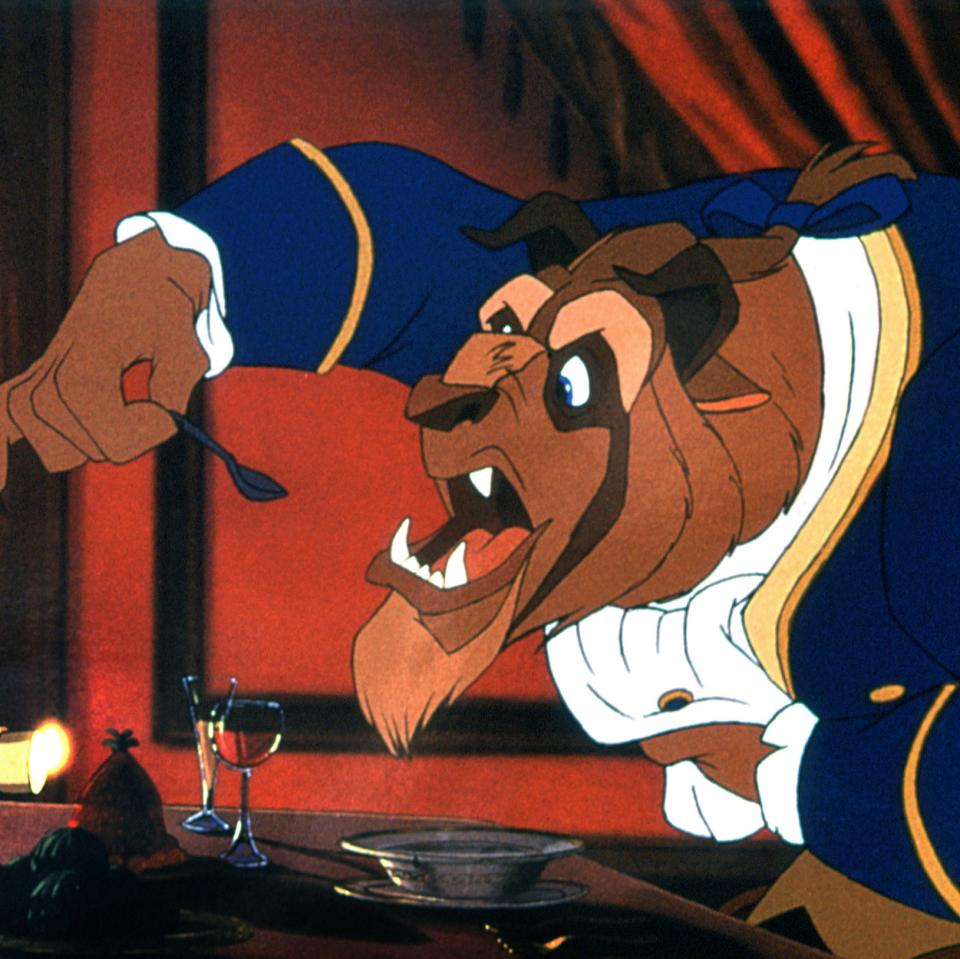 Animated characters Beast and Lumiere from 