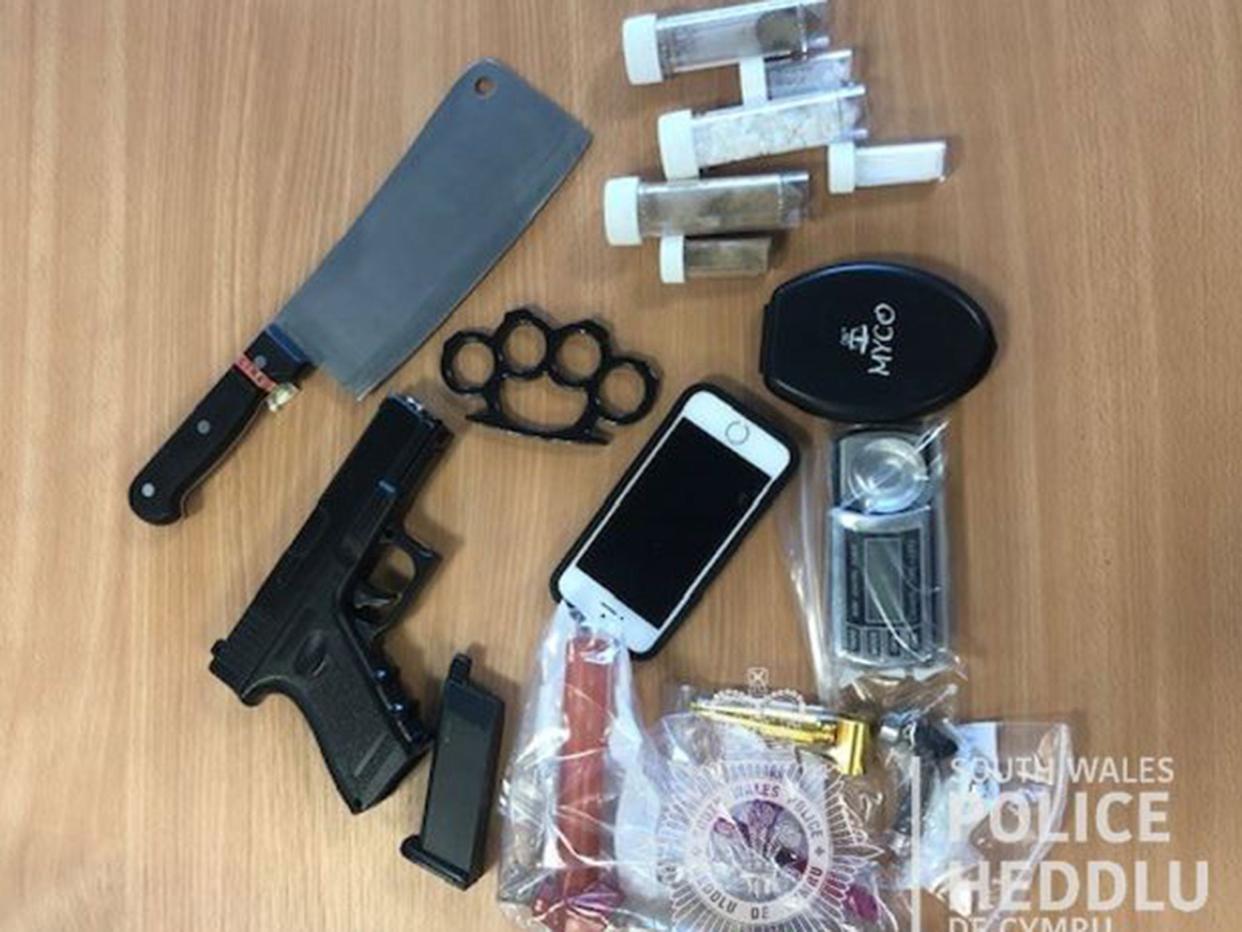 Weapons and drug paraphernalia found at a Bridgend home used by a county lines gang: South Wales Police