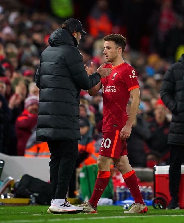 Liverpool manager Jurgen Klopp and Diogo Jota