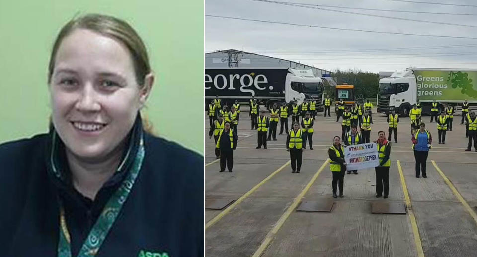 Supermarket depot manager Lucy Mansell-Render, 32, arranged for staff to toot and applaud workers from a local care home in a surprise celebration to thank them for their work. She has been awarded a British Empire Medal for her support of others.