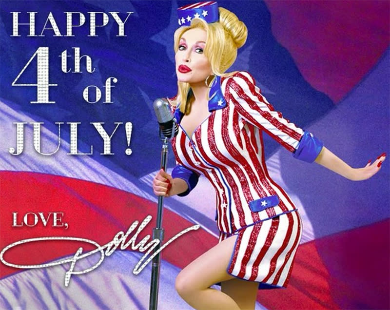 <p>Dolly Parton wished her followers a “safe and happy 4th.” (Photo: Dolly Parton <a rel="nofollow noopener" href="https://www.instagram.com/p/BWIQswGh6hQ/" target="_blank" data-ylk="slk:via Instagram;elm:context_link;itc:0;sec:content-canvas" class="link ">via Instagram</a>)<br><br></p>