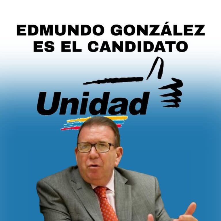 Cartel de propaganda de Edmundo González, el candidato de la oposición democrática  