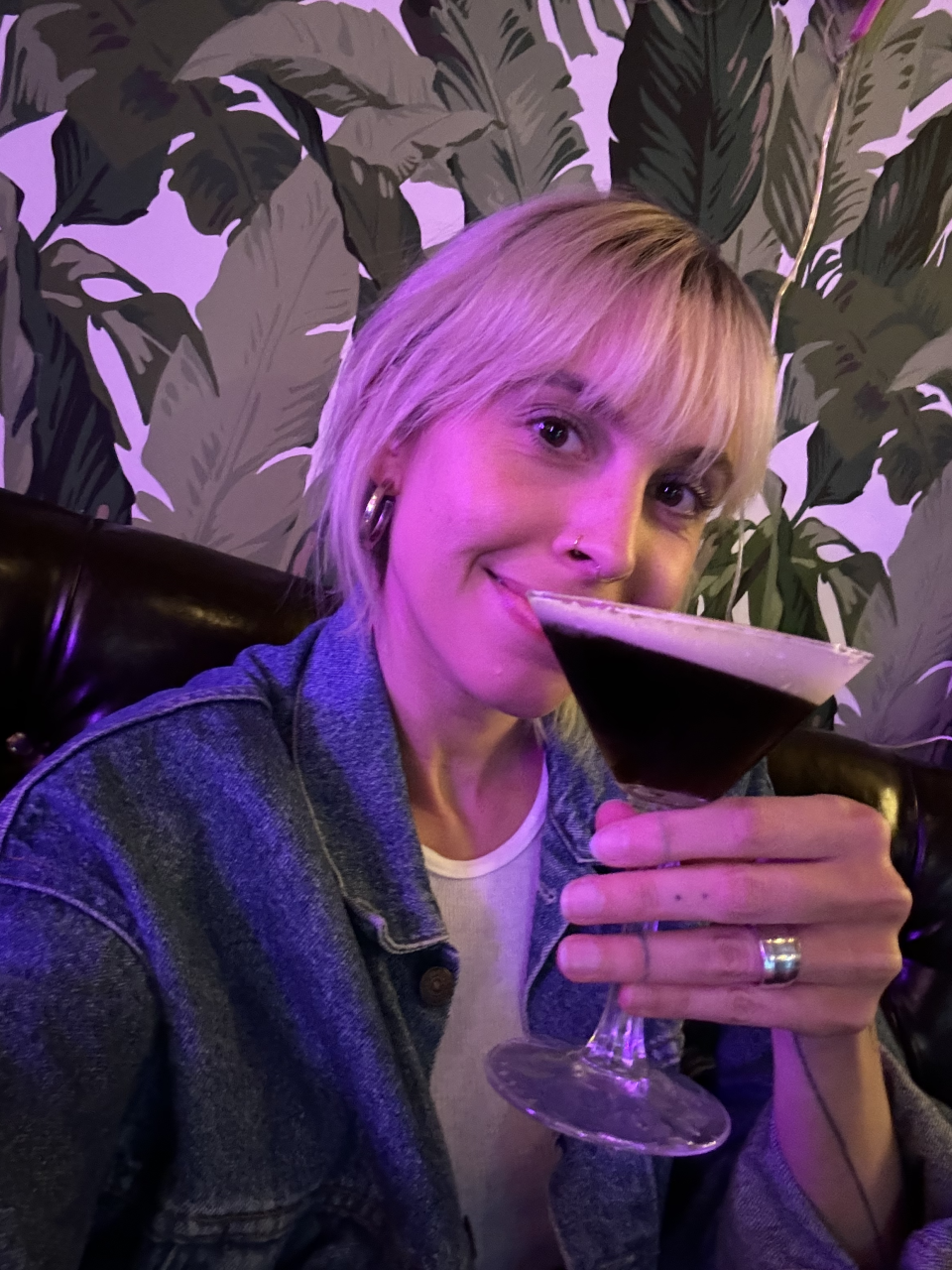 The author holding the espresso martini