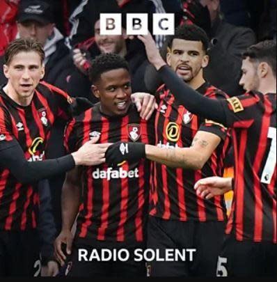 Radio Solent logo on AFC Bournemouth