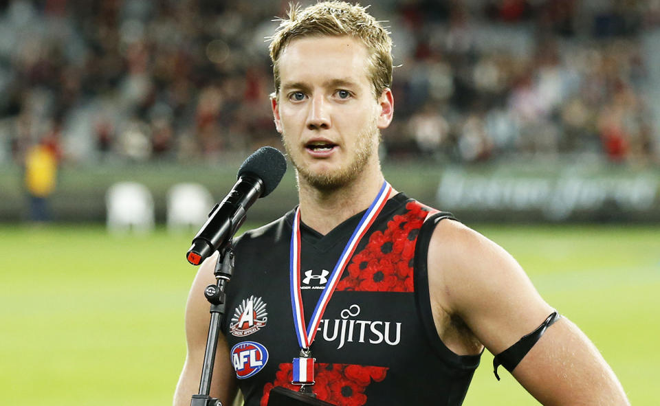 Darcy Parish, pictured here with the Anzac Medal in 2021.