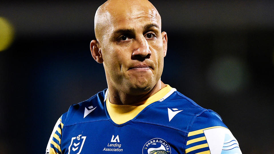 Blake Ferguson, pictured here in action for the Parramatta Eels in 2021.