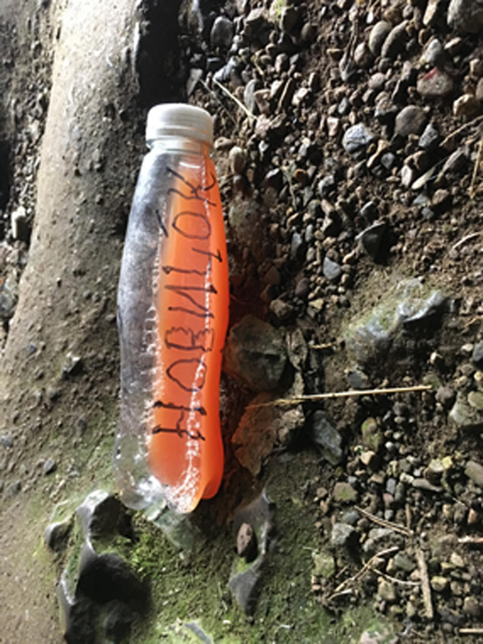 A bottle found in Wogan's Cavern. (PA/Dyfed-Powys Police)