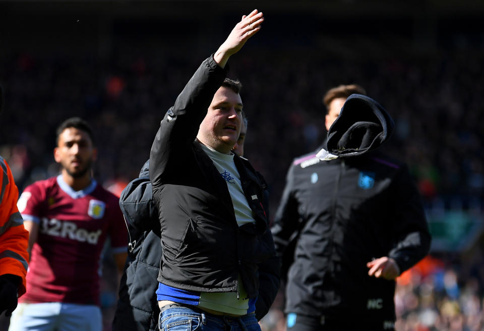 Paul Mitchell, 27, pictured during the Birmingham City v Aston Villa match, admitted pitch invading and assault. (Getty)